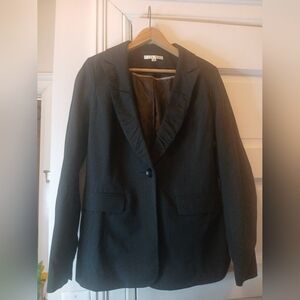 CAbi One Button Rouched Striped Blazer Womens 6 Black